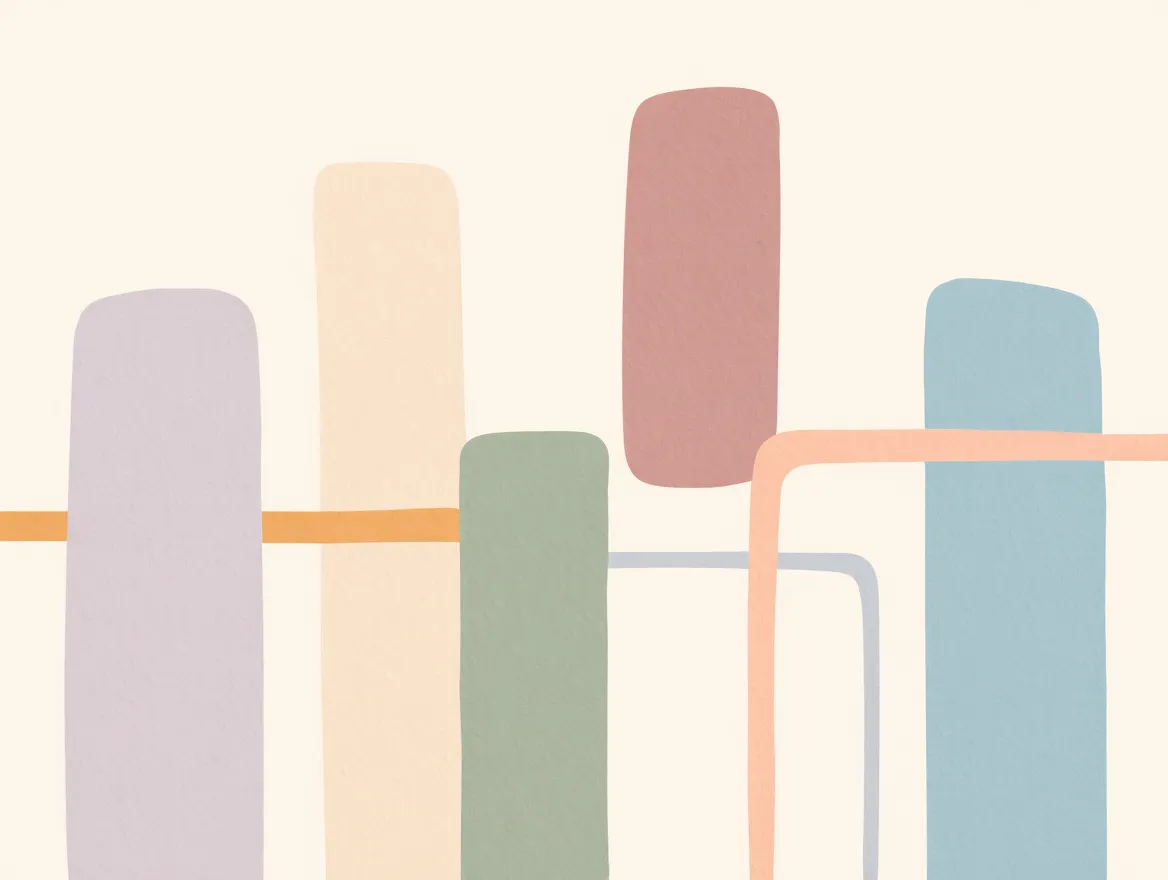 Abstract illustration of a calm and structured day with soft geometric shapes representing balance and flow